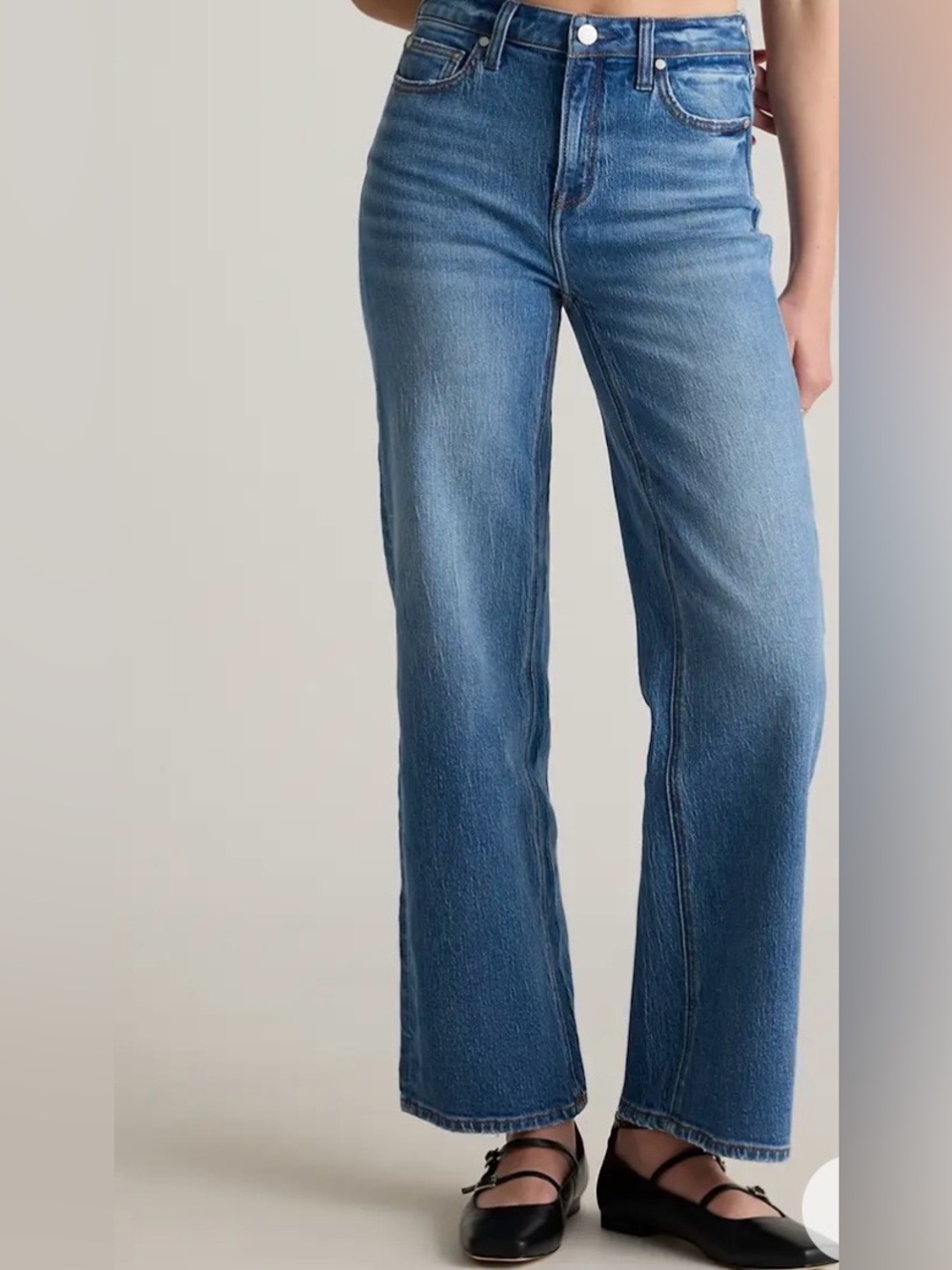 Quince Bella Stretch Relax Straight Jeans-Atlantic Blue